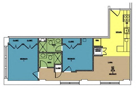 Masonry Two Bed Floor Plan in Richmond VA